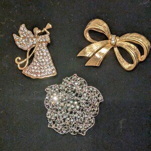 Trio of Holiday Brooches